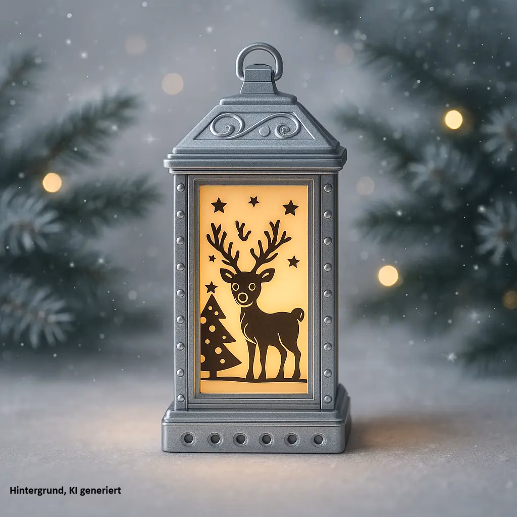 Weihnachtslaterne mit Motiv | Kleine Winterdeko