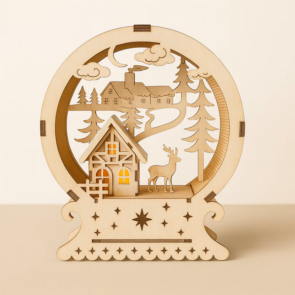 Schwibbogen Winterlandschaft | Weihnachtliche Szene im Rundbogen