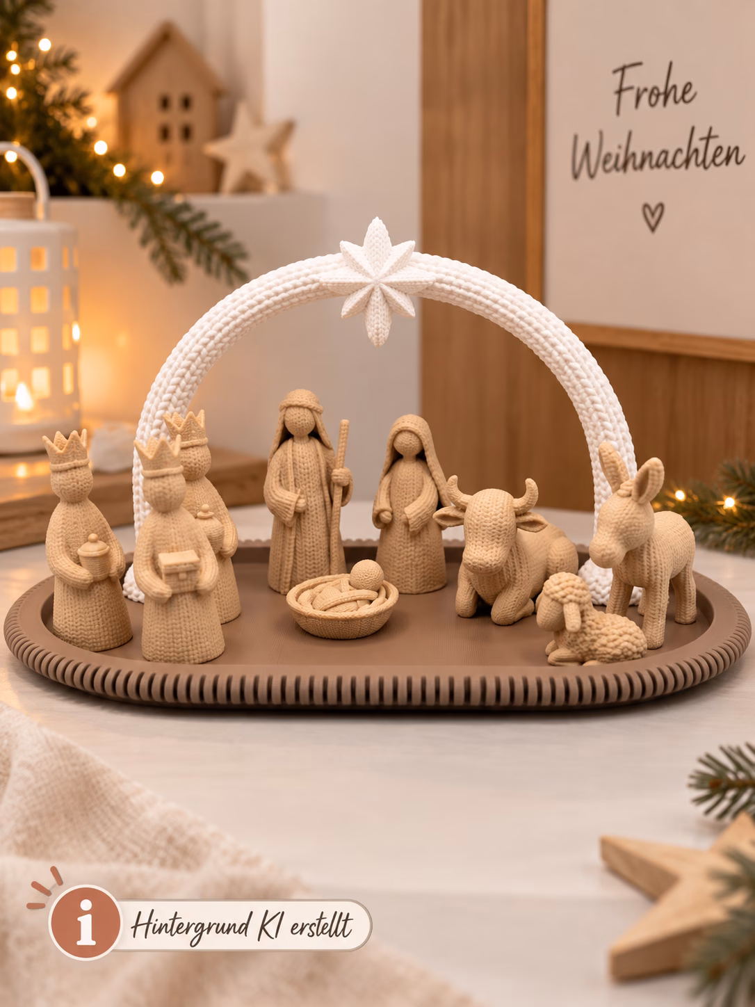 Weihnachtskrippe mit Figuren | Moderne Krippenszene