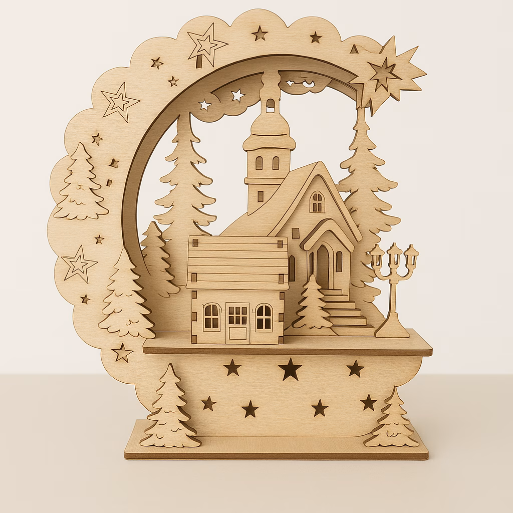 Schwibbogen mit Kapelle | Winterliches Weihnachtsdorf